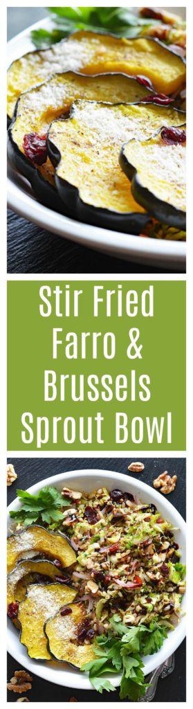 Stir Fried Farro and Brussels Sprout Bowl