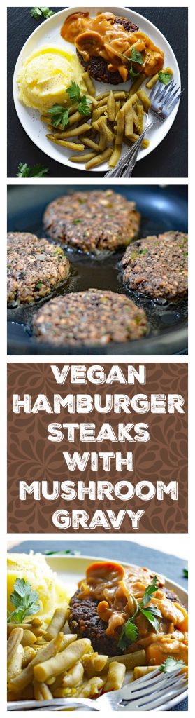 Vegan Hamburger Steaks with Onion Mushroom Gravy