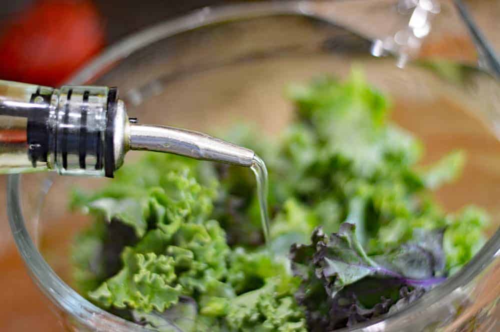 Add oil to washed kale