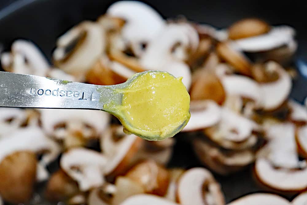 Adding mustard to mushrooms