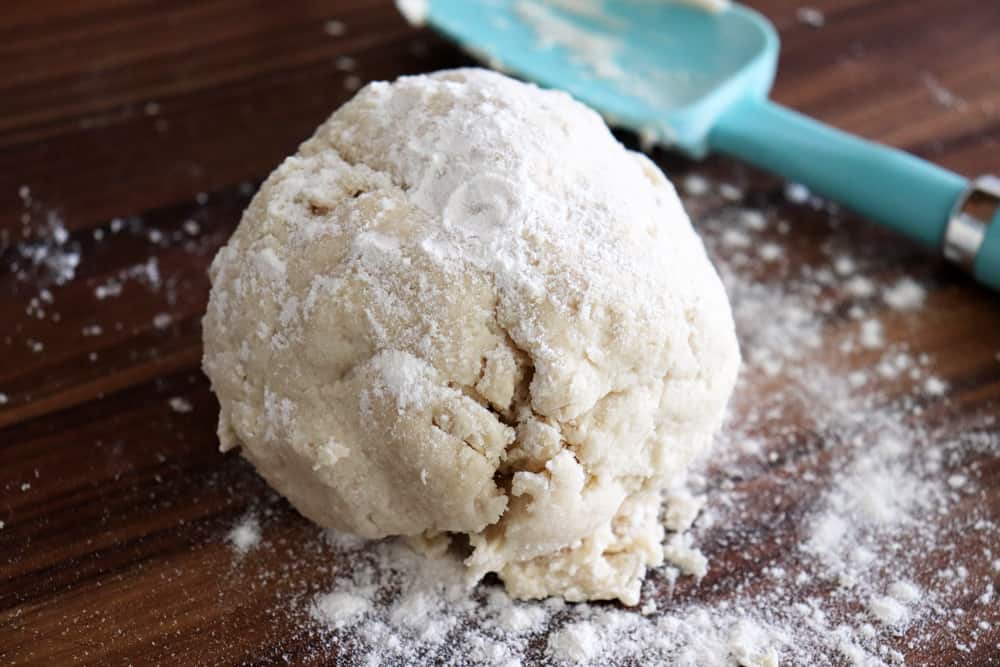 Ball of dough ready to be cut into portions