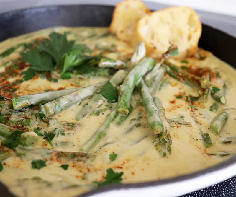 Close up of Asparagus with Cream Sauce