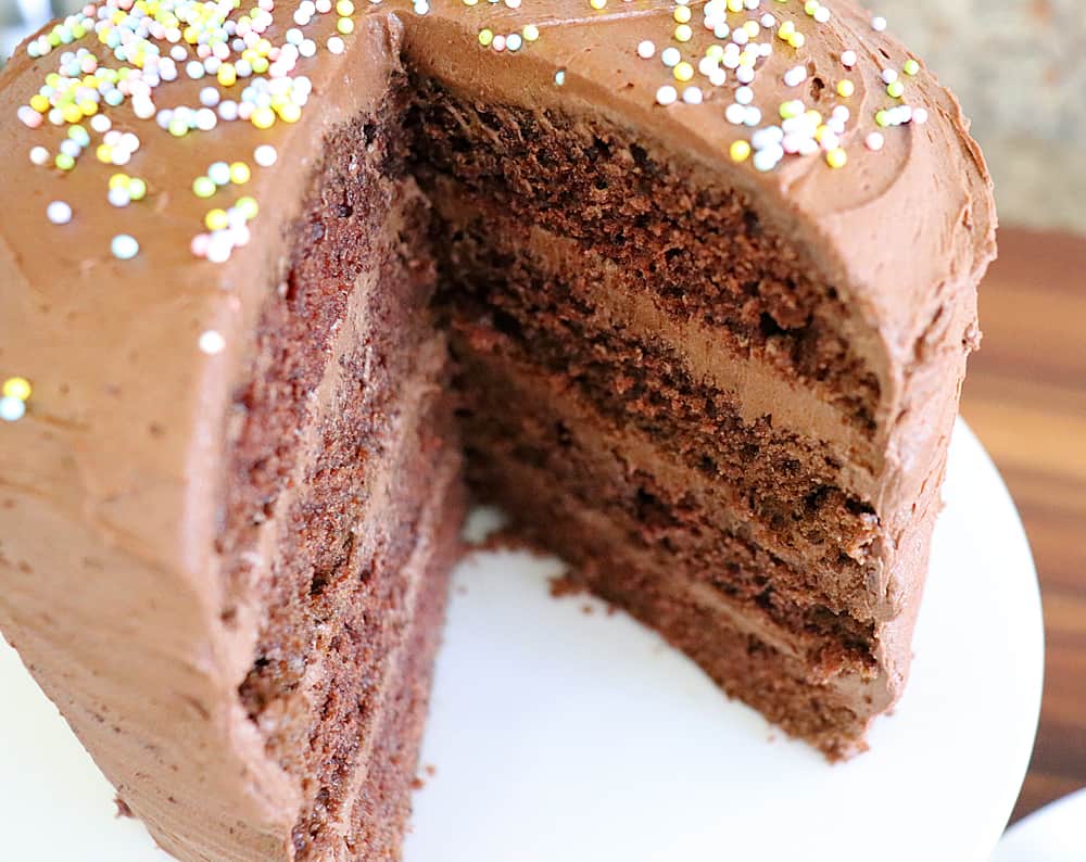 Taking a slice out of Vegan Chocolate Mayonnaise Cake