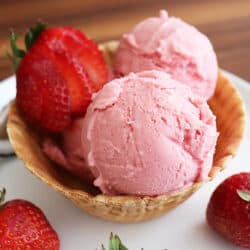 Close up of Strawberry Rhubarb Ice Cream