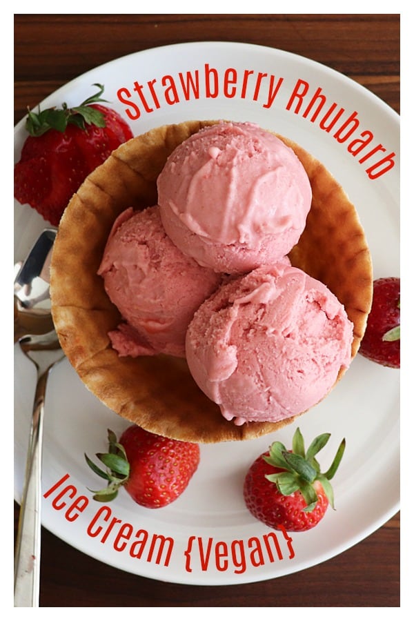 Pinterest Image for Vegan Strawberry Rhubarb Ice Cream Recipe