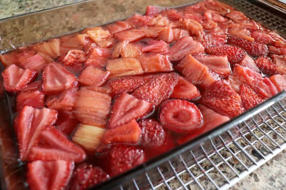 roasted strawberries and rhubarb