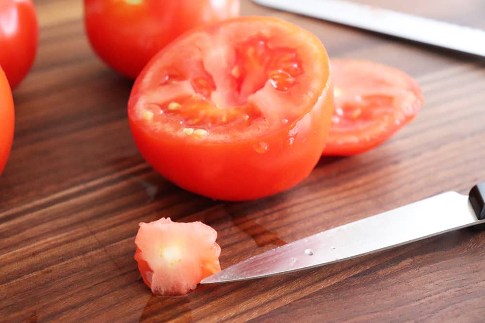Coring tomatoes
