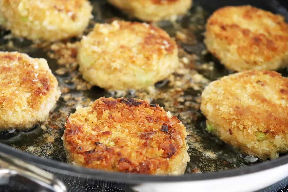 Frying the Hearts of Palm Cakes