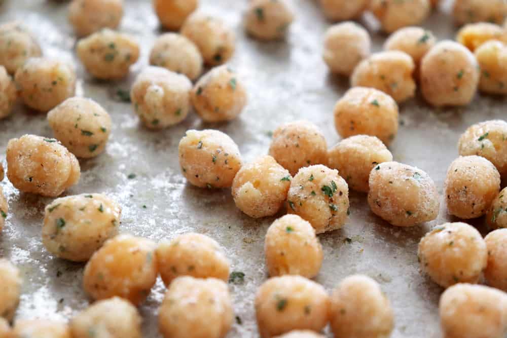 Coat the chickpeas in the ranch seasoning