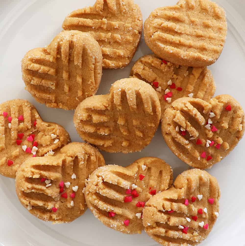 Baked Heart Shaped Vegan Peanut Butter Cookies
