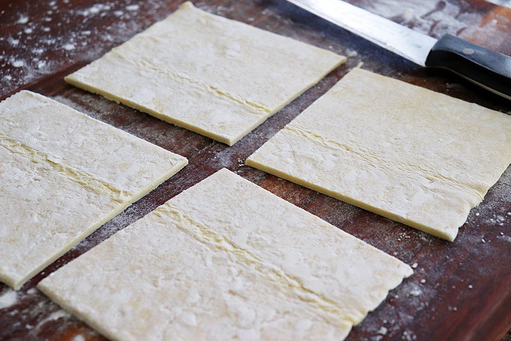 Puff pastry cut into squares