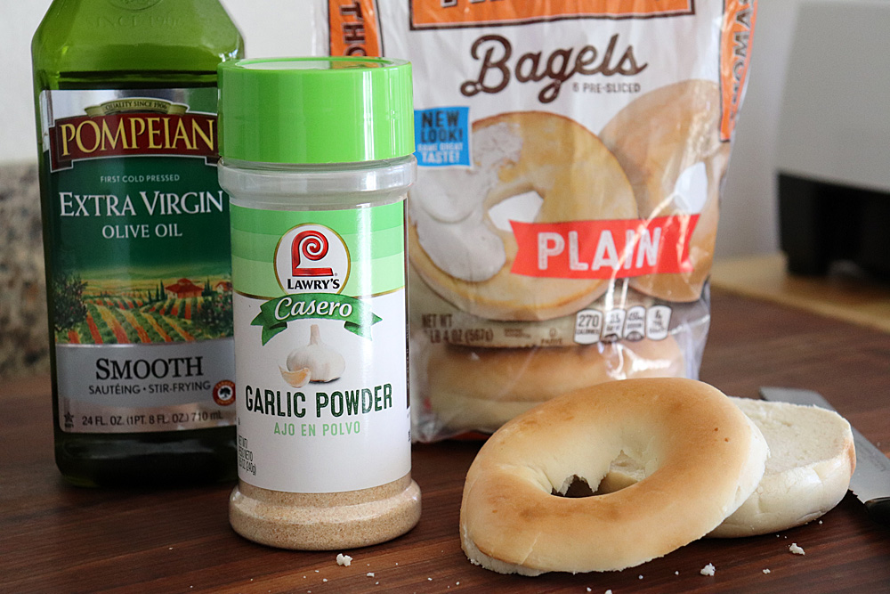 Ingredients for Homemade Oven Baked Bagel Chips Recipe