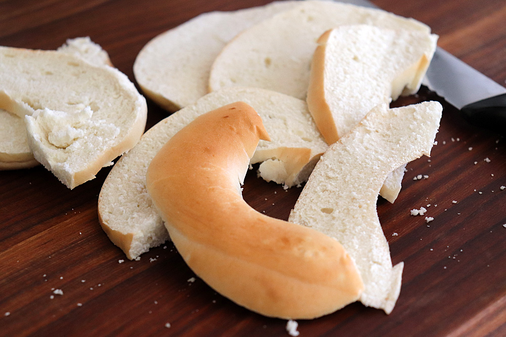 Sliced Homemade Oven Baked Bagel Chips Recipe